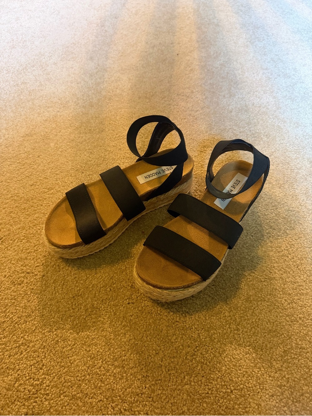 Steve Madden Kimmie Black Platform Espadrille Sandals